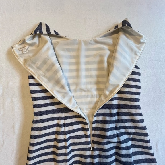 J. Crew striped pleated shift dress Blue and ecru size 12 - Picture 5 of 14